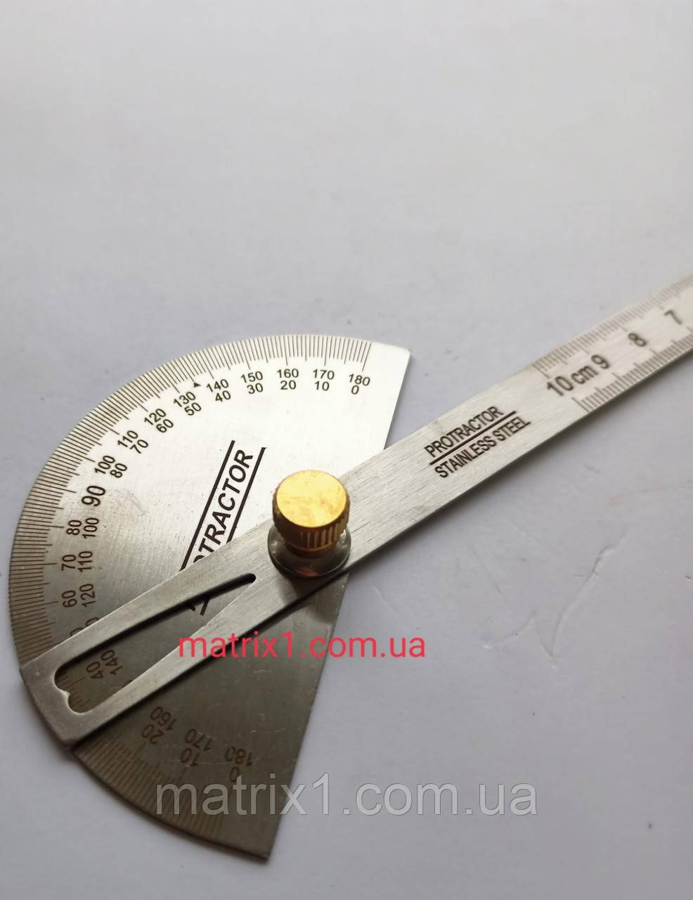 Кутомір транспортир із лінійкою 180° 100 мм ARCHIMEDIS, фото 1