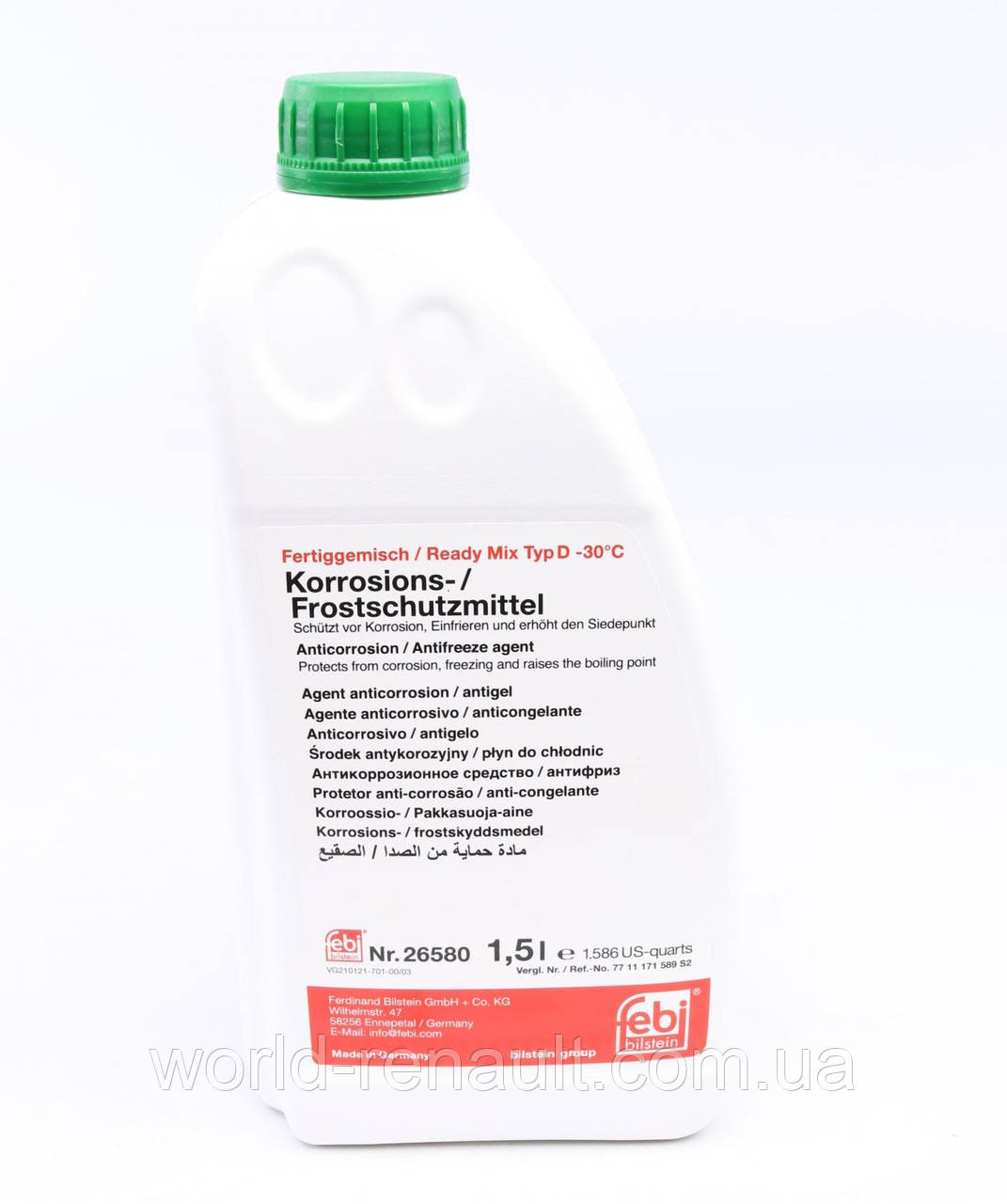 FEBI (Німеччина) 26580 — Антифриз зелений (Glaceol RX Type D) 1.5 л (готовий до застосування — 30 °C)