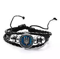 Набір шкіряних чоловічих браслетів — чоловічий браслет Герб України