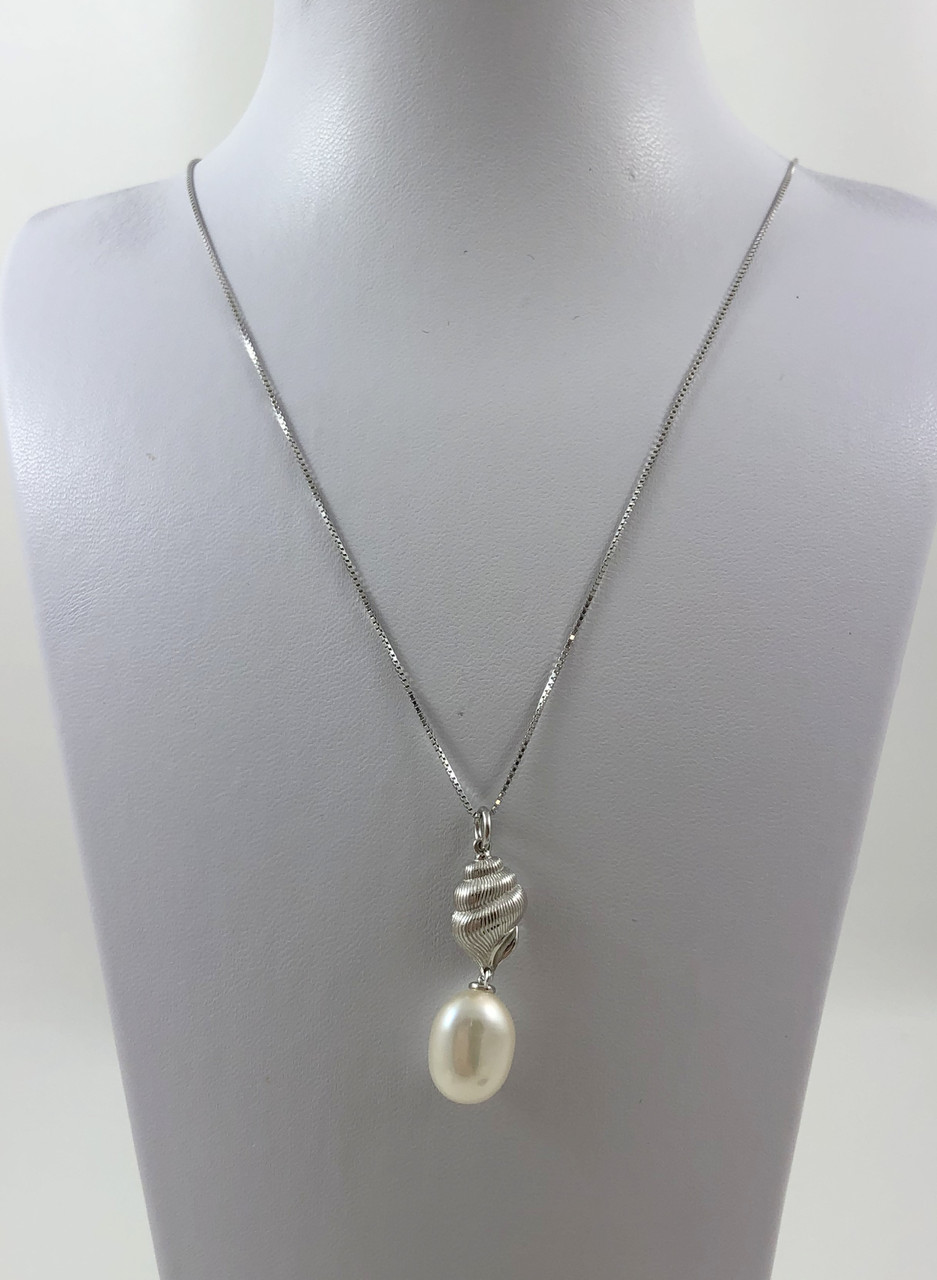 Срібне кольє з перлиною "Море" SLNEC-WE, фото 1