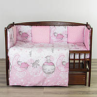 Комплект в кроватку 6 предметов Спящий колобок розовый