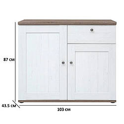 Комод Гербор Тіна KOM2D1S сосна каньйон дуб сонома трюфель для спальні у скандинавському стилі