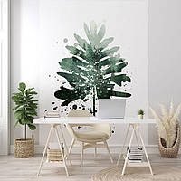 Флизелиновые фото обои растение 206x275 см Большой зеленый лист на белом (13753VEA)+клей