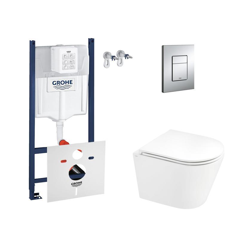 Набір інсталяція 4 в 1 Grohe Rapid SL 3884000G + унітаз із сидінням Qtap Scorpio QT1433053ERW, фото 1