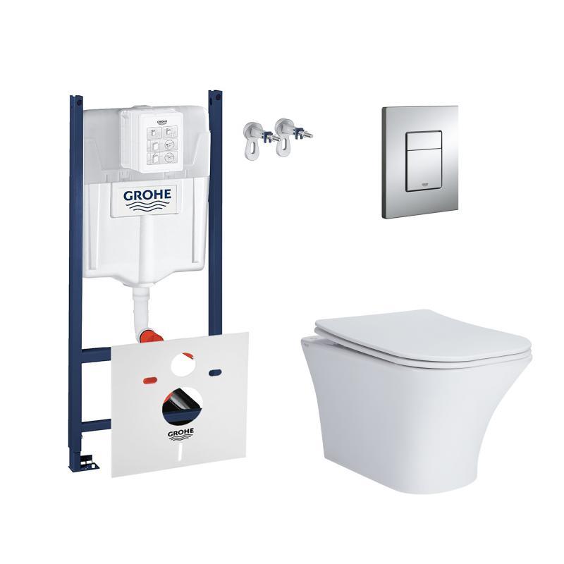 Набір інсталяція 4 в 1 Grohe Rapid SL 3884000G + унітаз із сидінням Qtap Presto QT24332615EW, фото 1
