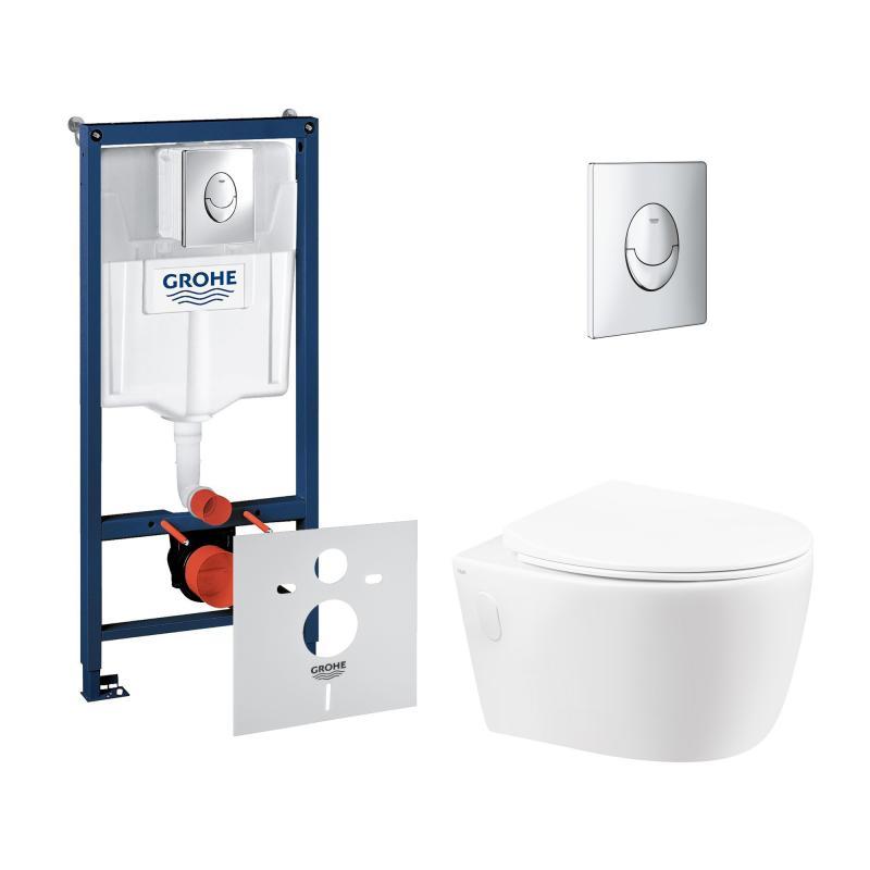 Набір інсталяція 4 в 1 Grohe Rapid SL 38721001 + унітаз із сидінням Qtap Leo QT11331002ERW, фото 1