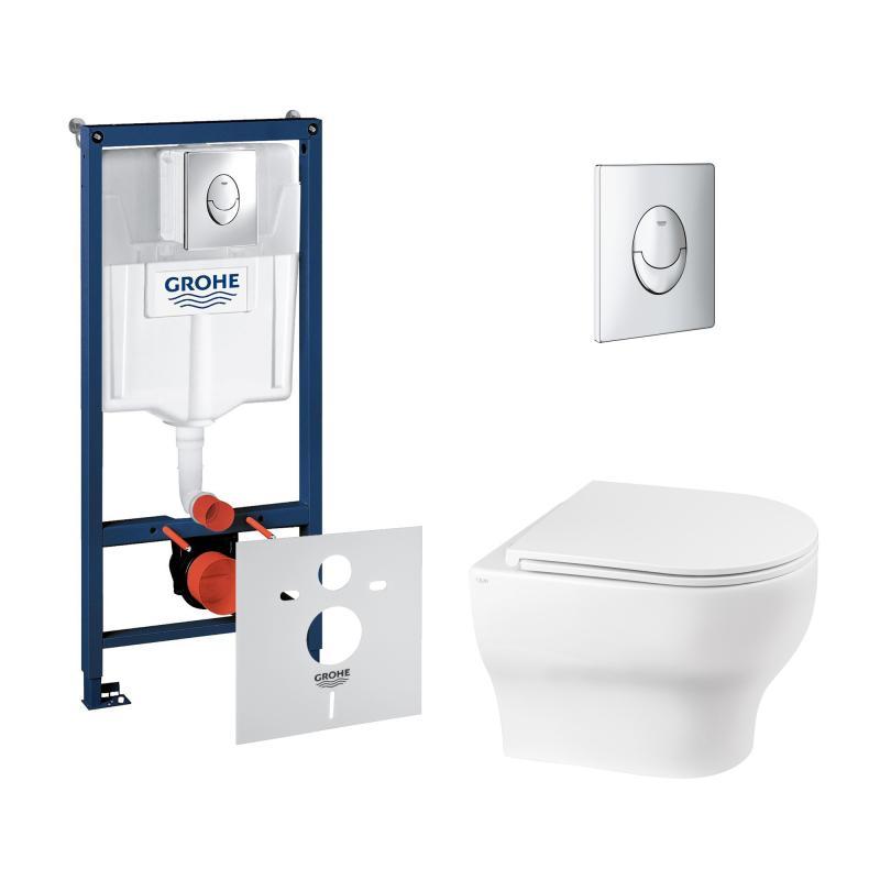 Набір інсталяція 4 в 1 Grohe Rapid SL 38721001 + унітаз із сидінням Qtap Aries QT0333063ERW, фото 1