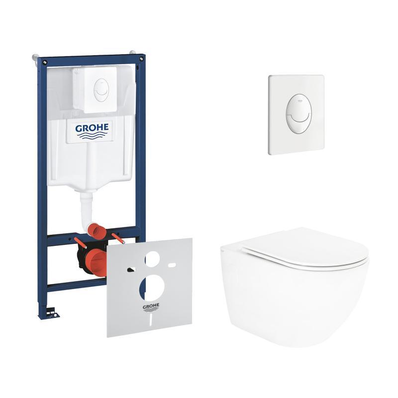 Набір інсталяція 4 в 1 Grohe Rapid SL 38722001 + унітаз із сидінням Qtap Robin QT13332141ERW