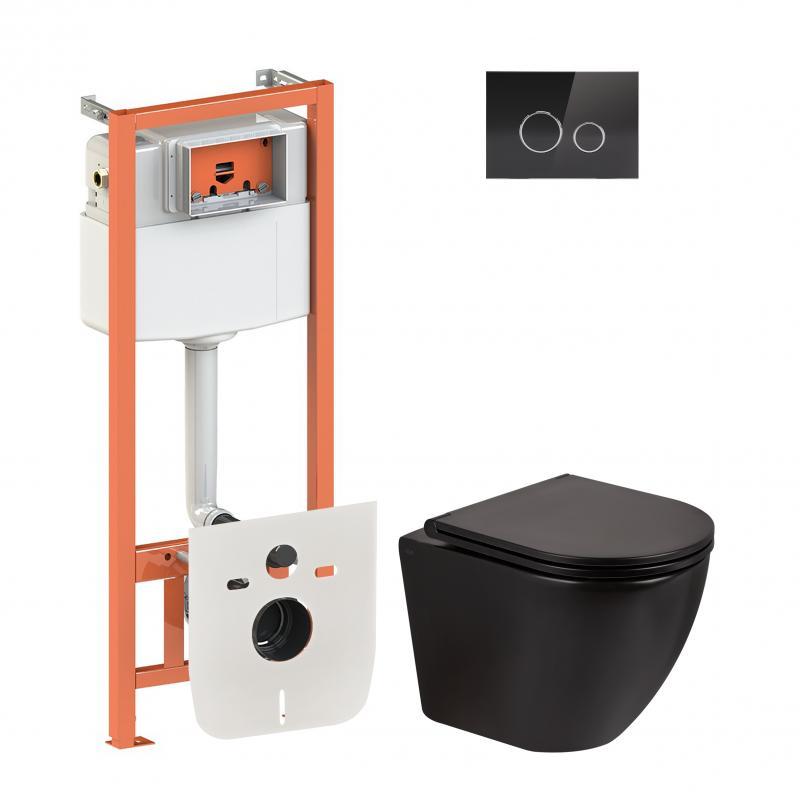 Набір Qtap-інсталяція 4 в 1 з панеллю змиву Nest (QT0133M425 + QT0111V1107GB) + унітаз із сидінням Robin, фото 1