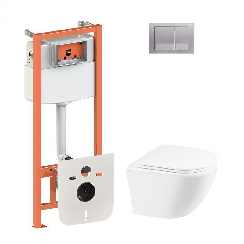 Набір Qtap-інсталяція 4 в 1 з панеллю змиву Nest (QT0133M425 + QT0111M06029SAT) + унітаз із сидінням Robin, фото 1