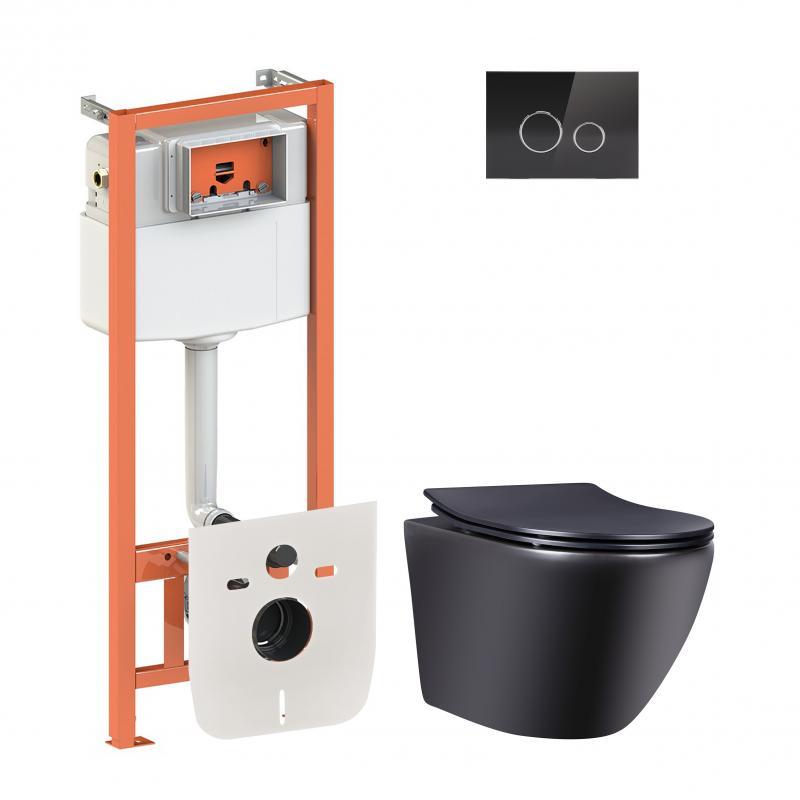 Набір Qtap-інсталяція 4 в 1 з панеллю змиву Nest (QT0133M425 + QT0111V1107GB) + унітаз із сидінням Robin