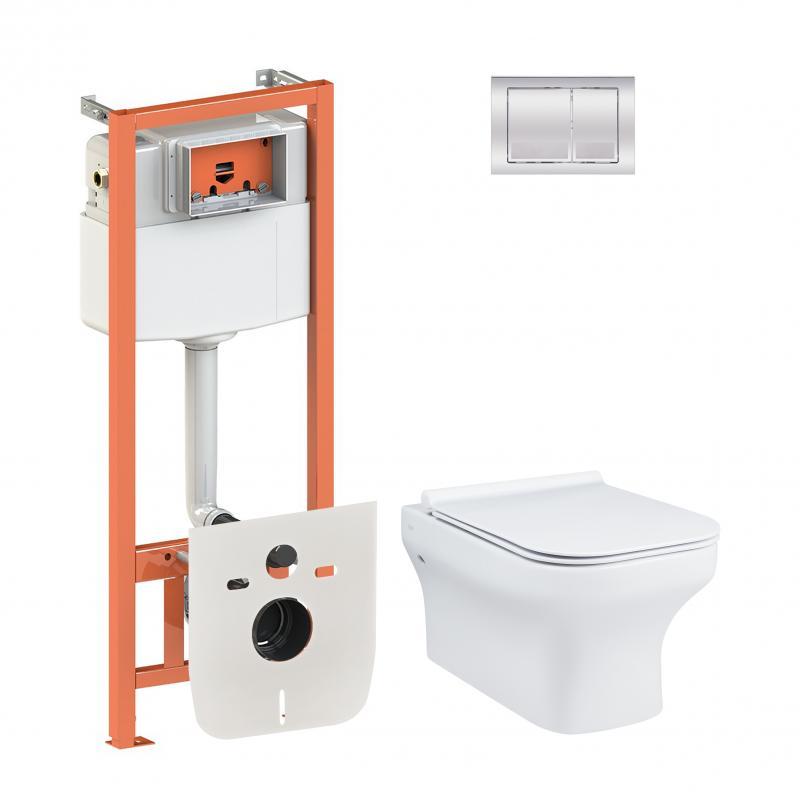 Набір Qtap-інсталяція 4 в 1 з панеллю змиву Nest (QT0133M425 + QT0111M06028CRM) + унітаз із сидінням Cardinal, фото 1