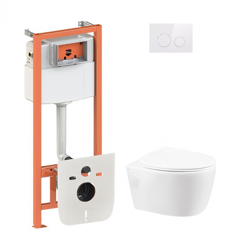 Набір Qtap-інсталяція 4 в 1 з панеллю змиву Nest (QT0133M425 + QT0111M11110W) + унітаз із сидінням Leo