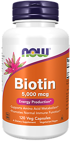 Біотин Вітамін В7 (Biotin) 5000 мкг Now Foods 120 вегетаріанських капсул