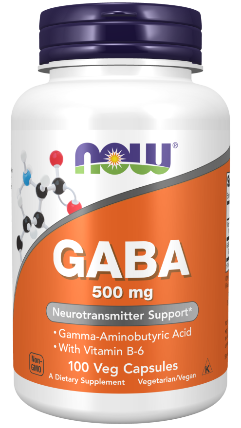 GABA ГАБА ГАМК гамма-аміномасляна кислота 500 мг Now Foods 100 рослинних капсул