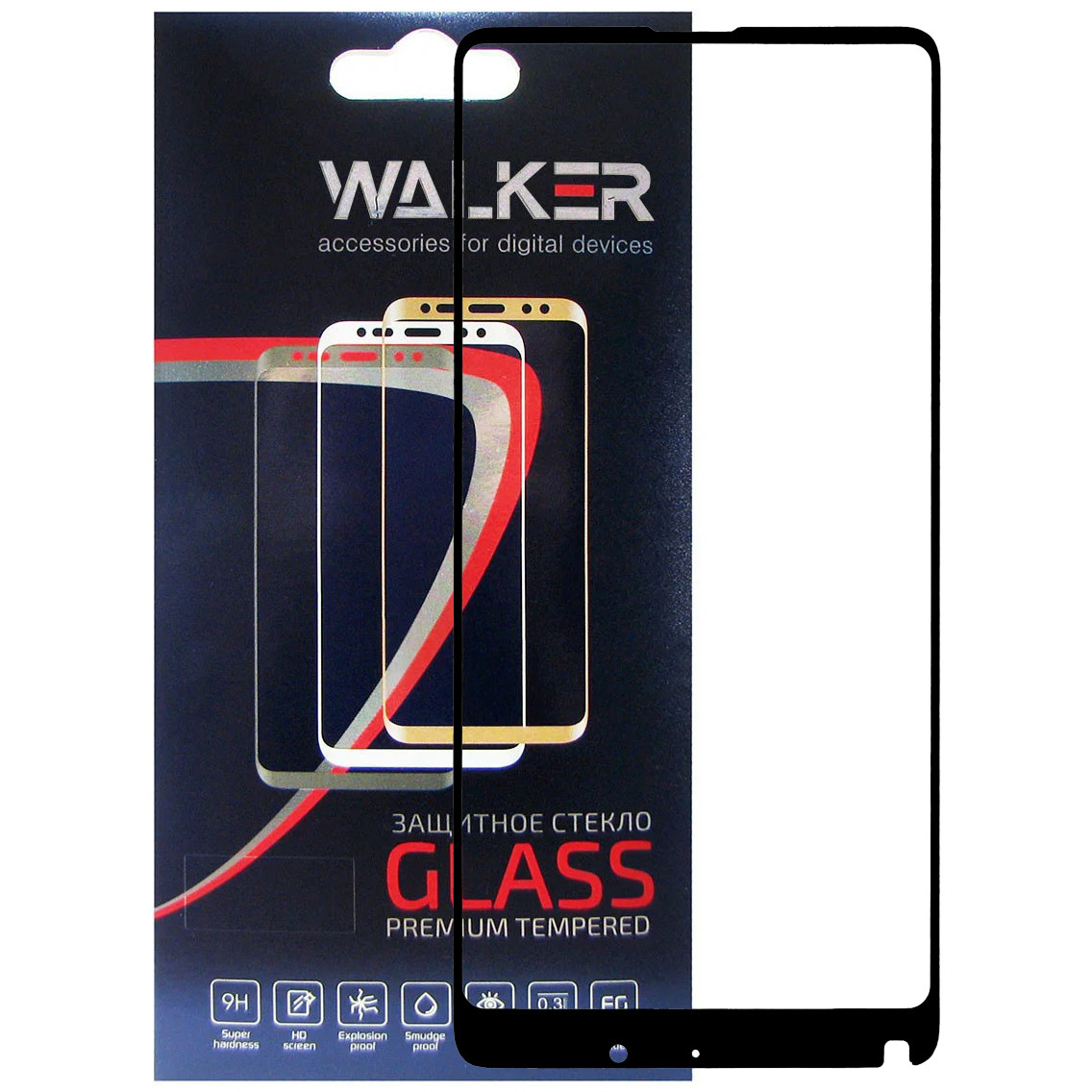 Захисне скло Walker 3D Full Glue для Xiaomi Mi Mix 2S Black