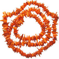 Сколы Ракушки Оранжевые с Перламутром, Размер 4-6*2-3 мм, Около 78 см нить, Бусины для Бижутерии, Фурнитура
