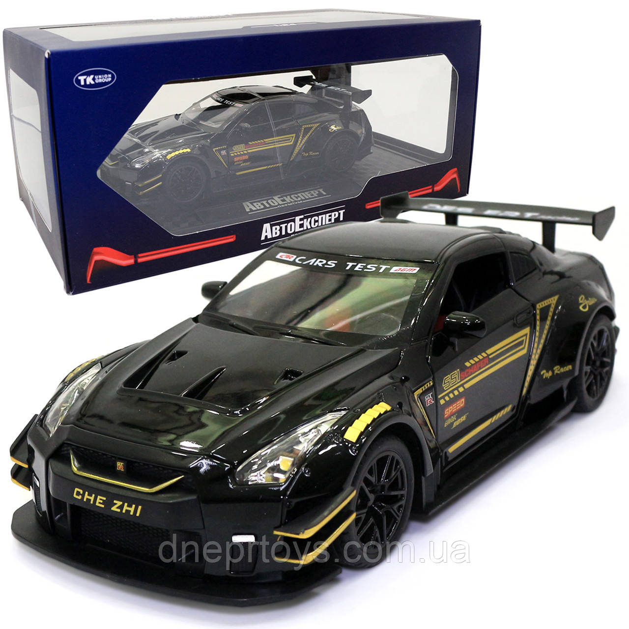 Іграшкова машинка металева Nissan GT-R «АвтоЕксперт» Ніссан ГТ-Р черный звук світло 20*6*9 см (GT-2247), фото 1