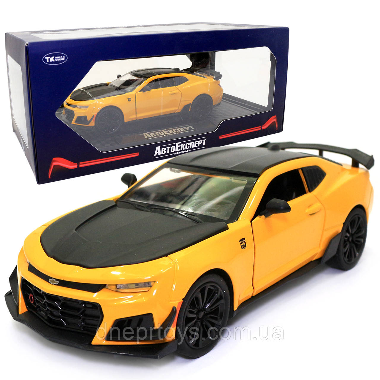 Машинка металева Chevrolet Camaro AutoExpert Шевроле Камаро жовтий звук світло 16*5*6 см (GT-1934), фото 1