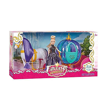 Карета з конем для ляльки (кінь ходить, видає звуки) 358 А