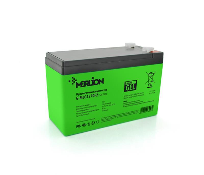Акумуляторна батарея Merlion 12 V 7 AH Green (G-MLG1270F2/13947) AGM