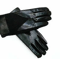 Рукавички жіночі зі вставками шкіри Ronaerdo (black) size 8