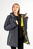Жіноча зимова куртка оригінальна Snow headquarter термокуртка гірськолижна тепла на зиму з мембраною сіра, фото 2