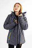 Жіноча зимова куртка оригінальна Snow headquarter термокуртка гірськолижна тепла на зиму з мембраною сіра, фото 4