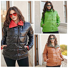 Зимова жіноча куртка з плащової тканини з наповнювачем синтипон +150 розміри батал