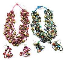 Намисто з бісеру і черепашок + сережки