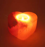 Подсвечник соляной "Сердце"(ch-3)(11,5х11х6 cm)(18 шт ящ.)(Гималайская соль)
