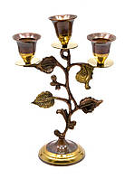 Підсвічник бронзовий на 3 свічки (19,5х13х7 см)(Candle Stand 3C Leaf antic)