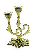 Подсвечник на 2 свечи бронзовый с перламутром (15,5х10х10 см)(MOP Candle Stand Angoor)