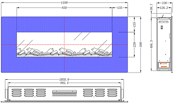 Настінний декоративний електричний камін для дому Aflamo Albion 42 NH вбудовуваний електрокамін без обігріву 110 см, фото 4