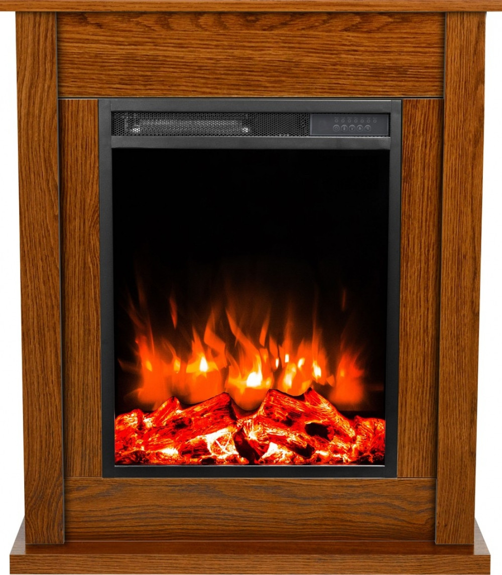 Підлоговий декоративний електрокамін обігрівач з порталом, камінокомплект Aflamo POKER Орех + LED 51, 74 см