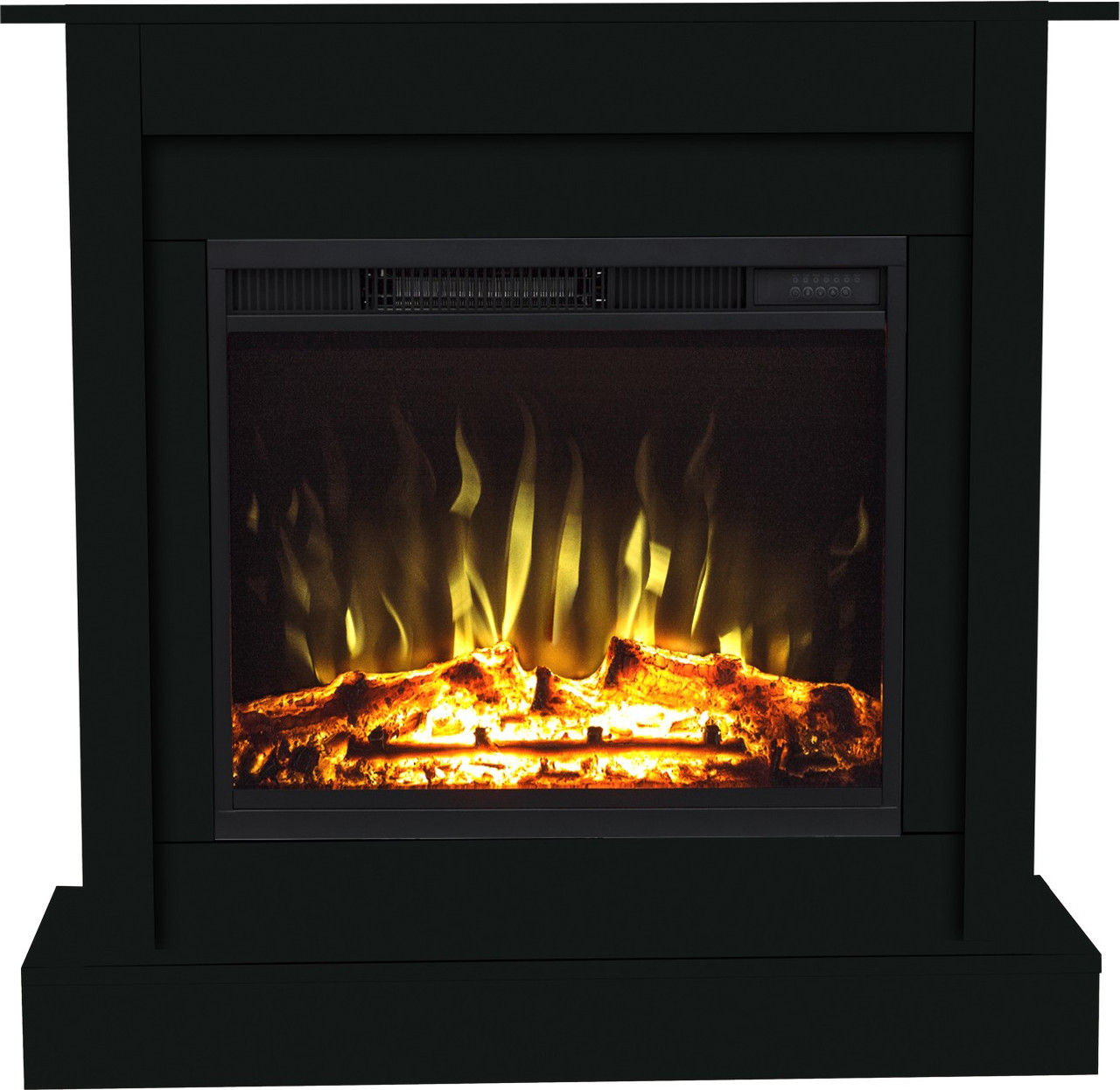 Підлоговий електрокамін обігрівач з порталом, камінокомплект для дому Aflamo VIGO Classic Чорний + LED 60, 90 см