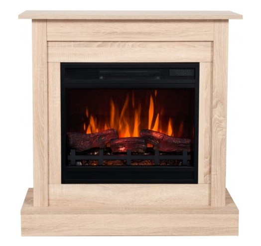 Декоративний електрокамін обігрівач з порталом, камінокомплект Aflamo VIGO Classic Світлий Дуб + LED 60 3D, 90 см
