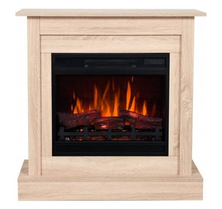 Декоративний електрокамін обігрівач з порталом, камінокомплект Aflamo VIGO Classic Світлий Дуб + LED 60 3D, 90 см, фото 1