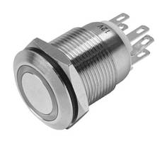 Кнопка антивандальна без фіксації, з білою підсвіткою 24 VDC, NO+NC, під пайку