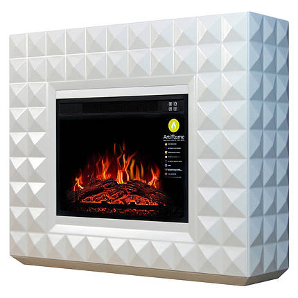 Підлоговий електрокамін з порталом, камінокомплект з обігрівом для дому, дачі ArtiFlame Diamond AF23S Білий, фото 1