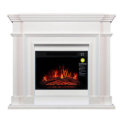 Підлоговий електрокамін з порталом, з обігрівом LEGIONIS AF23S Білий б'янко/Білий ваніль, фото 1