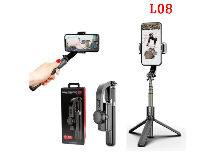 Стабілізатор телефону Gimbal L08. Штатив тримач телефону з Bluetooth пультом дистанційного керування, фото 1