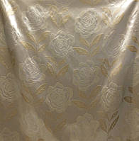 Портьерная ткань для штор Жаккард с атласом золотистого цвета