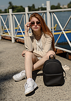 Молодежный практичный женский рюкзак из искусственной кожи для прогулки, черный