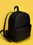 Молодіжний практичний жіночий рюкзак зі штучної шкіри для прогулянки, чорний, фото 6