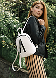 Жіночий маленький червоний рюкзак білий міський зі штучної шкіри, фото 3