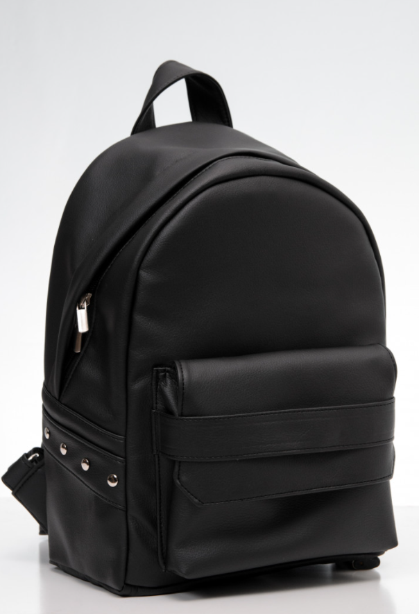 Жіночий стильний рюкзак для ручної поклажі зі штучної шкіри, чорний, фото 1