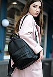 Жіночий стильний рюкзак для ручної поклажі зі штучної шкіри, чорний, фото 6