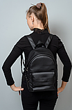 Жіночий стильний рюкзак для ручної поклажі зі штучної шкіри, чорний, фото 7