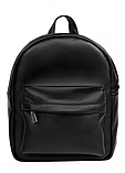Жіночий стильний чорний повсякденний маленький рюкзак для прогулянок з екошкіри, фото 5